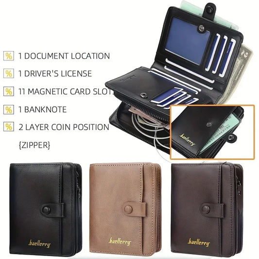Custom Engrave Name High Quality Man Short Wallets, Personalized Name, Zipper Coin Pocket Wallet, Christmas Father's Day Gift.