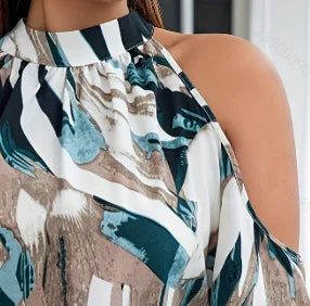 Plus Size Spring Women Elegant Halter Shirt Casual Office Off the Shoulder Long Sleeve Tops.