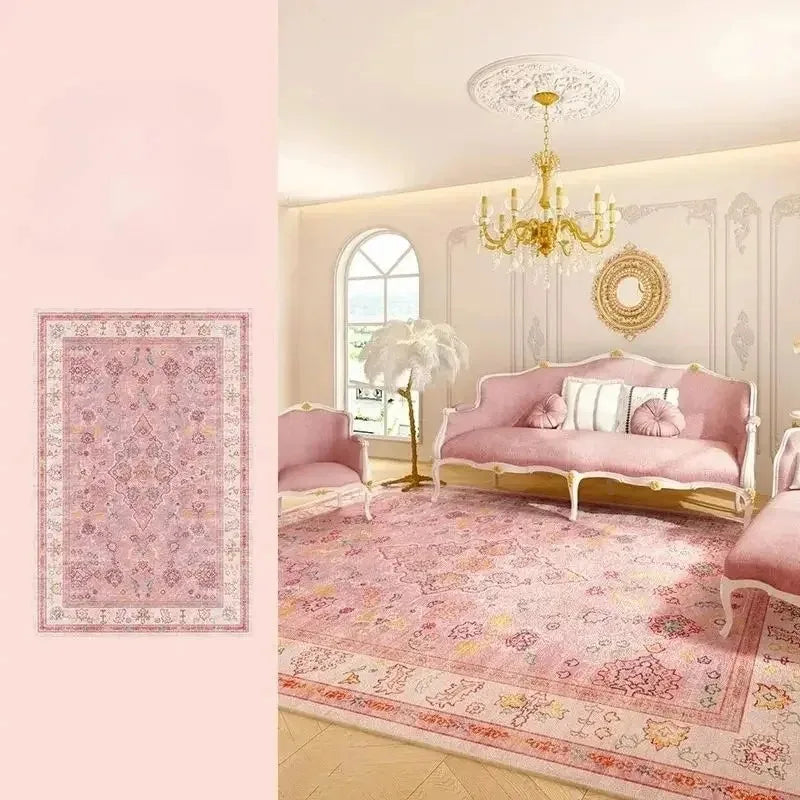 Pink Living Room Carpet Light Luxury High-end Persian, Bedroom Bedside Rug.