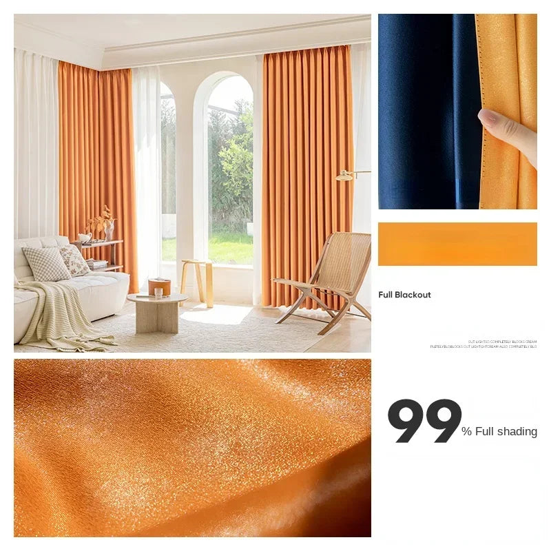 Bedroom Full Blackout Drapes, Bay Window Curtain, Insulated Living Room Drape, Balcony Sun Protection
