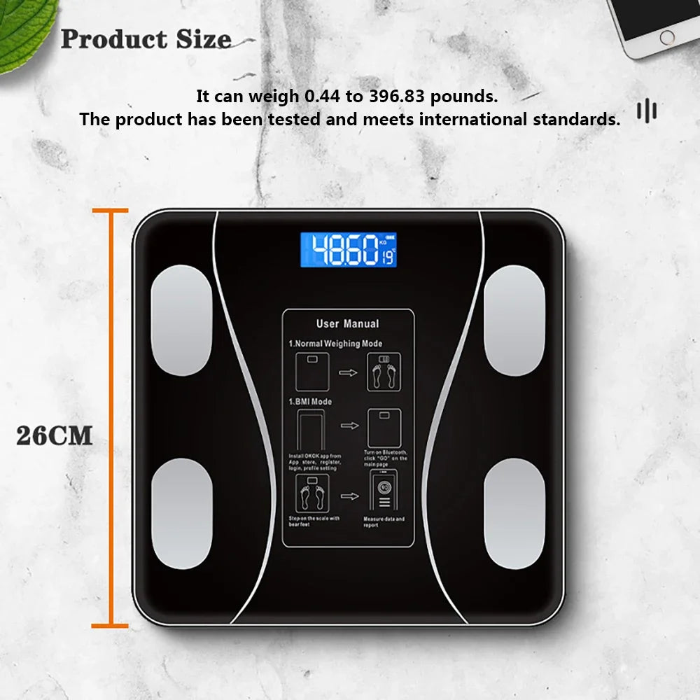 Smart Body Fat Scale Wireless LED Digital Bathroom Weight Scale, Body Composition Analyzer Testing Scale.