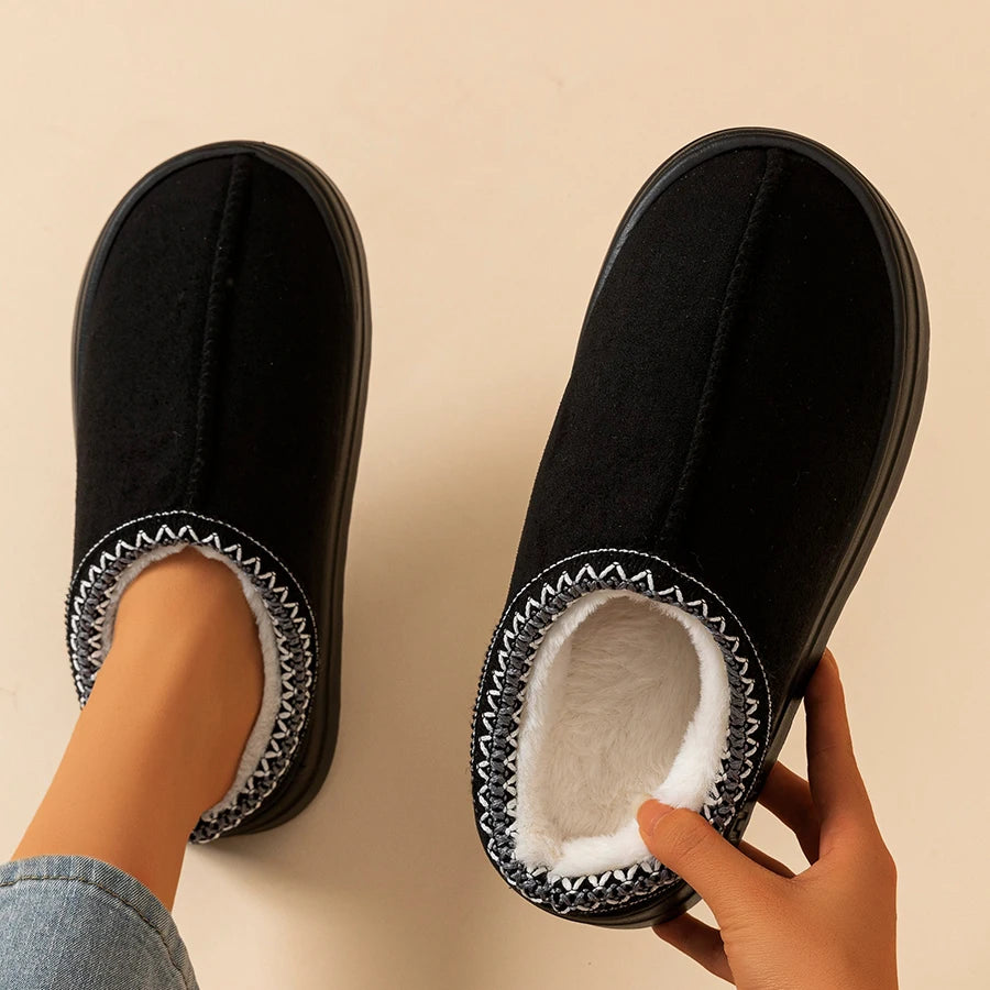 Women's Slippers Boots Fashion, Fuzzy Fur Anti-slip Soft Sole.