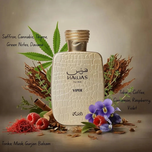 Hawas Viper Fragancia para hombre: 100 ml EDP, aroma intenso de larga duración