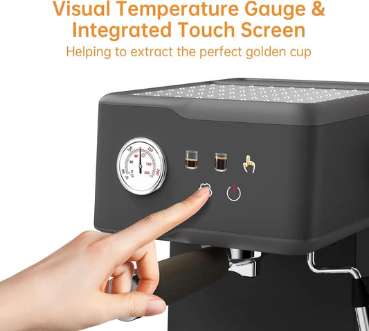 Machine à expresso 20 bars, cafetière en acier inoxydable avec mousseur à lait, réservoir d'eau amovible de 60 oz pour la maison.