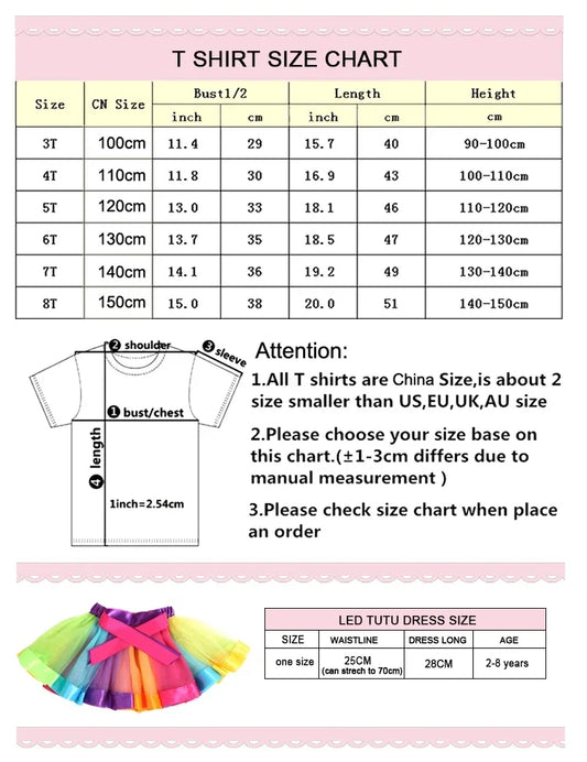 Birthday Girl 5th Outfits Rainbow Dress, Tutu Dress Suit Kids Clothing.