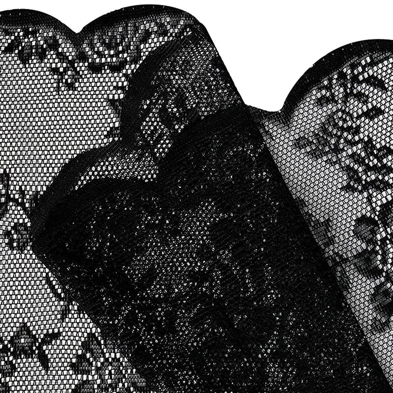 Black floral lace curtains with retro style for living rooms, bedrooms, and party decorations.