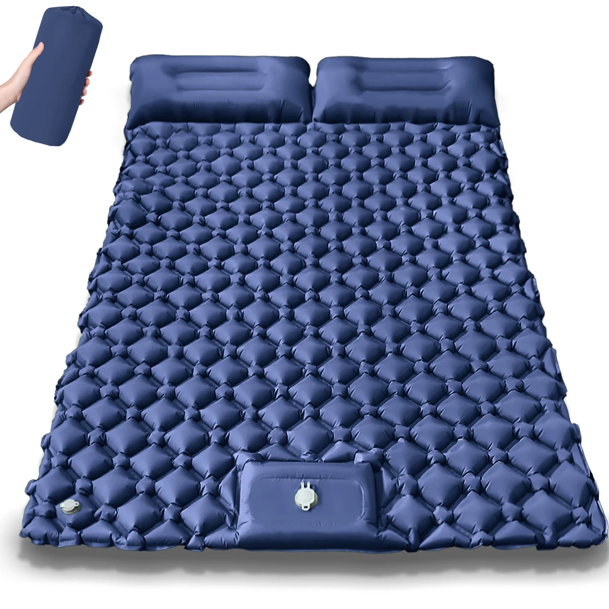 Double Air Mattress Camping Blow Up Bed w/Built-in Pump, Waterproof Portable Thickened for Outdoor Travel.
