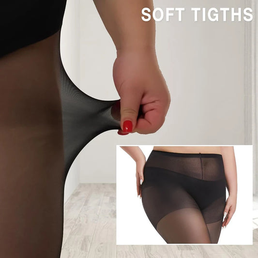 3 Pairs Plus Size Sheer Tights for Women - Black Tights Control Top Pantyhose with Reinforced Toes.