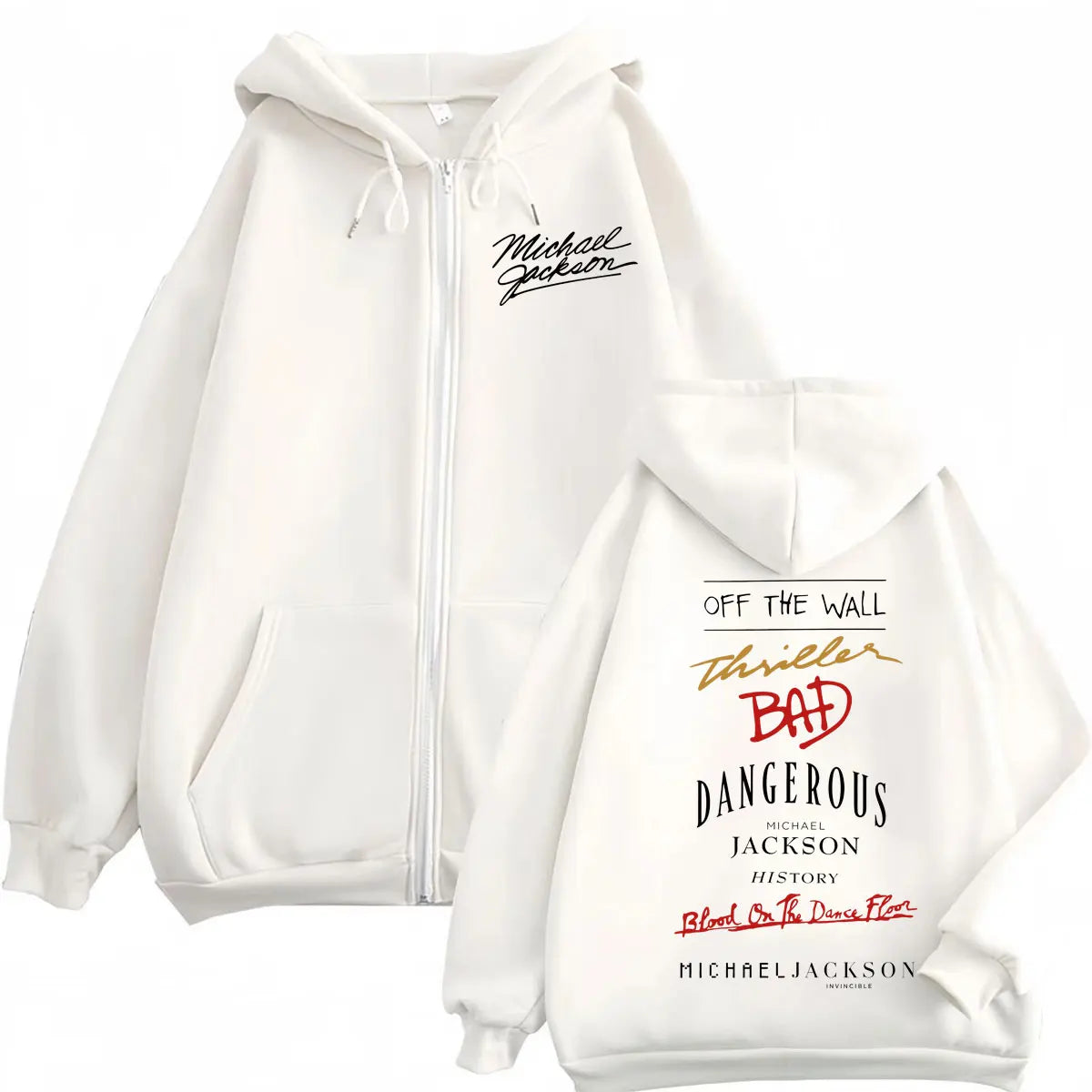 90's Rock Singer Michael Jackson Album Print, Zipper Hoodie High Quality Fashion Zip Up Pullovers, Men, Women Oversized Sweatshirts.
