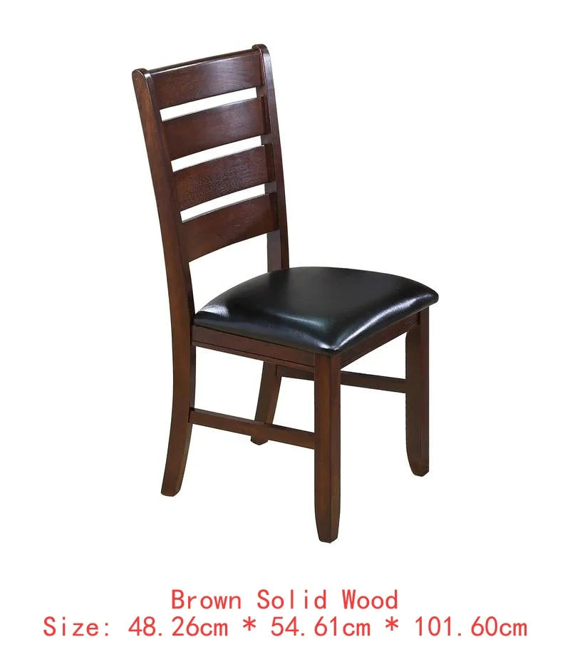 Contemporary 6-Piece Dining Set, 18" Extendable Leaf Table, Upholstered Chairs and Bench, Solid Wood, Brown Finish.