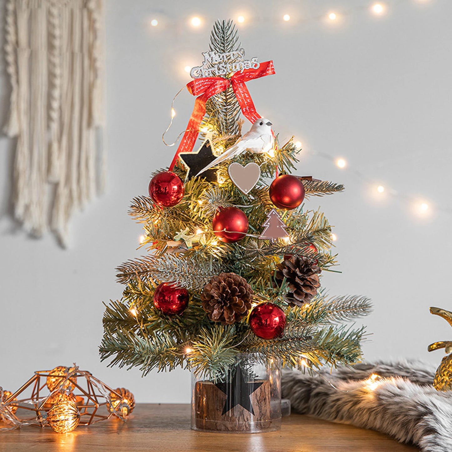 Mini Beautiful Christmas Tree Desktop Dining Table Restuarant