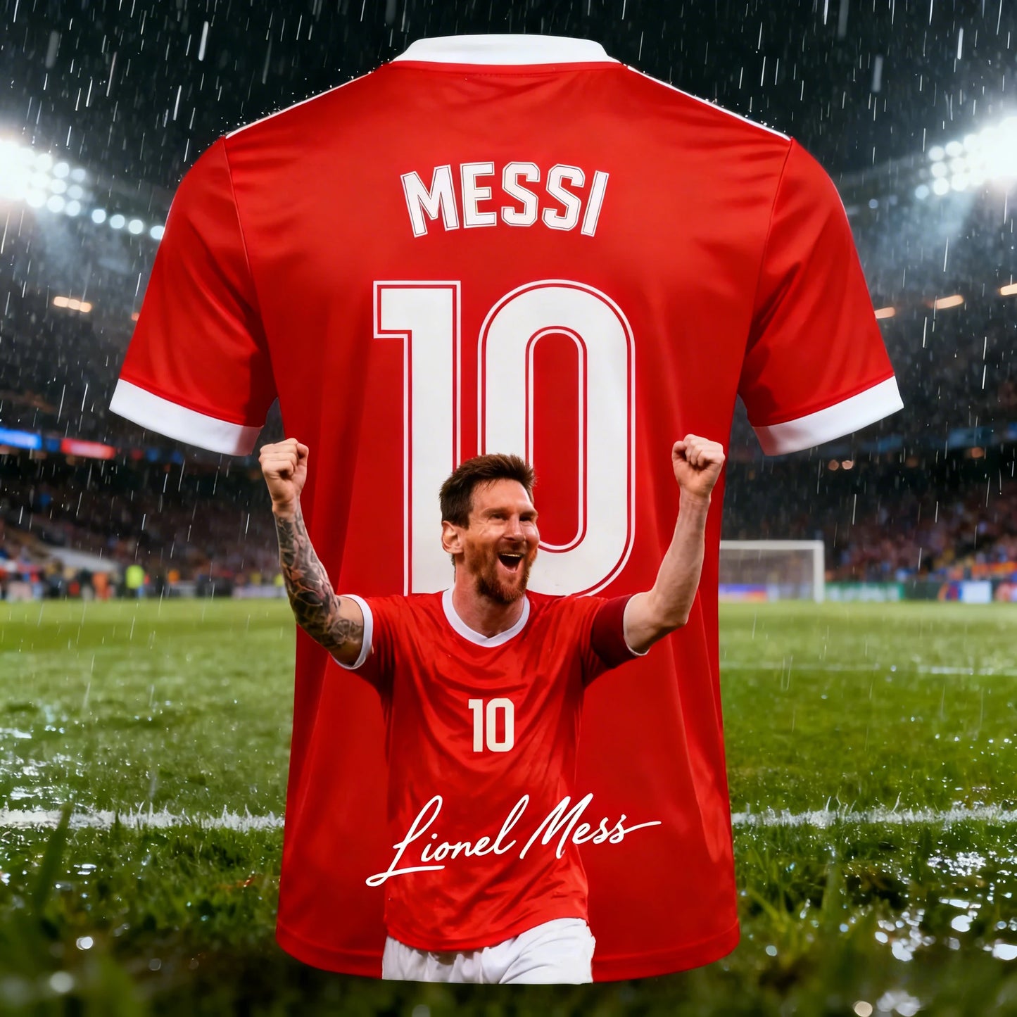 Summer Adult Messi #10 AI Design Men Football Jersey, Outdoor Daily Sport Shirt Quick-Dry.