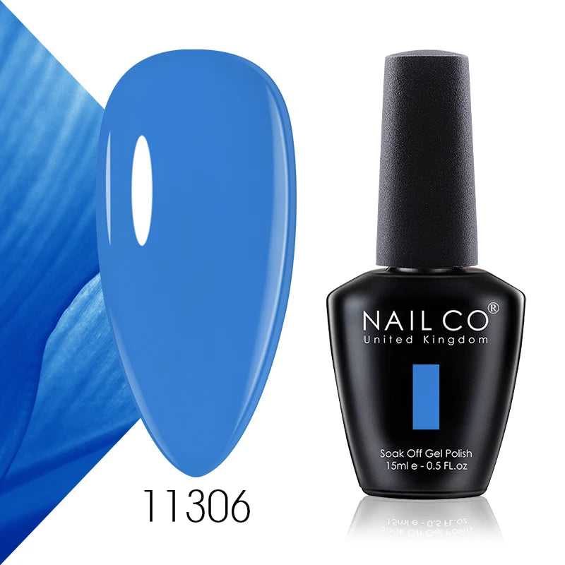 NAILCO 15ml Color Gel Nail Polish Soak Off, Hybrid Varnishes Manicure, UV&LED Nail Gel Semi Permanent Lacquer Base Top Coat.