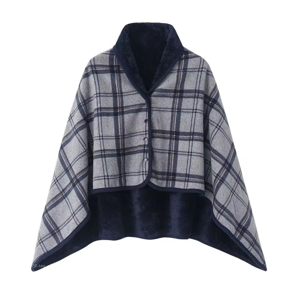 Winter Wearable Shawl Blanket, Warm Flannel Casual Office Blanket, with Button.
