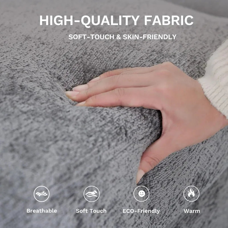 118" U-Shaped Sectional Couch, 4-Seat Modular Sofa with 2 Ottomans ,Foldable Side Table, Grey for Living Room