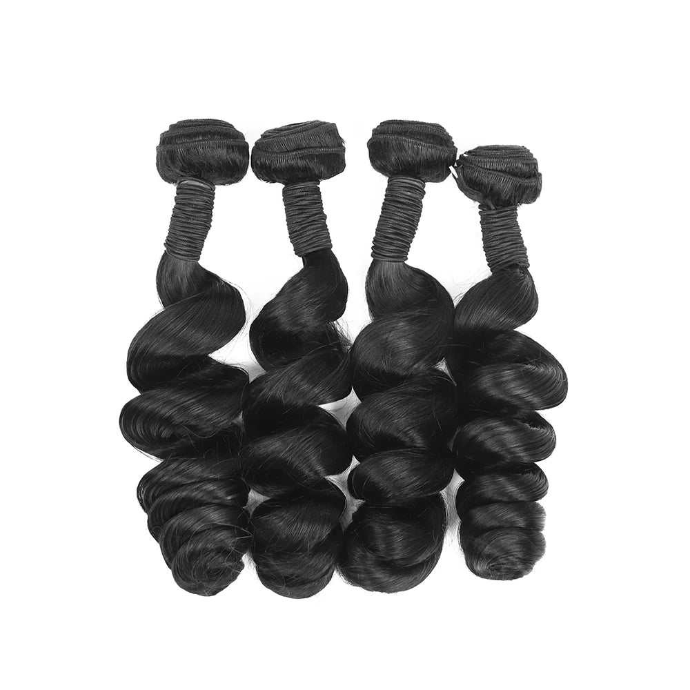 30 32 Inch Loose Wave 100% Human Hair, 3 4 Bundles Raw Virgin Unprocessed Brazilian Loose Deep Wave, Human Hair Bundles Extensions.