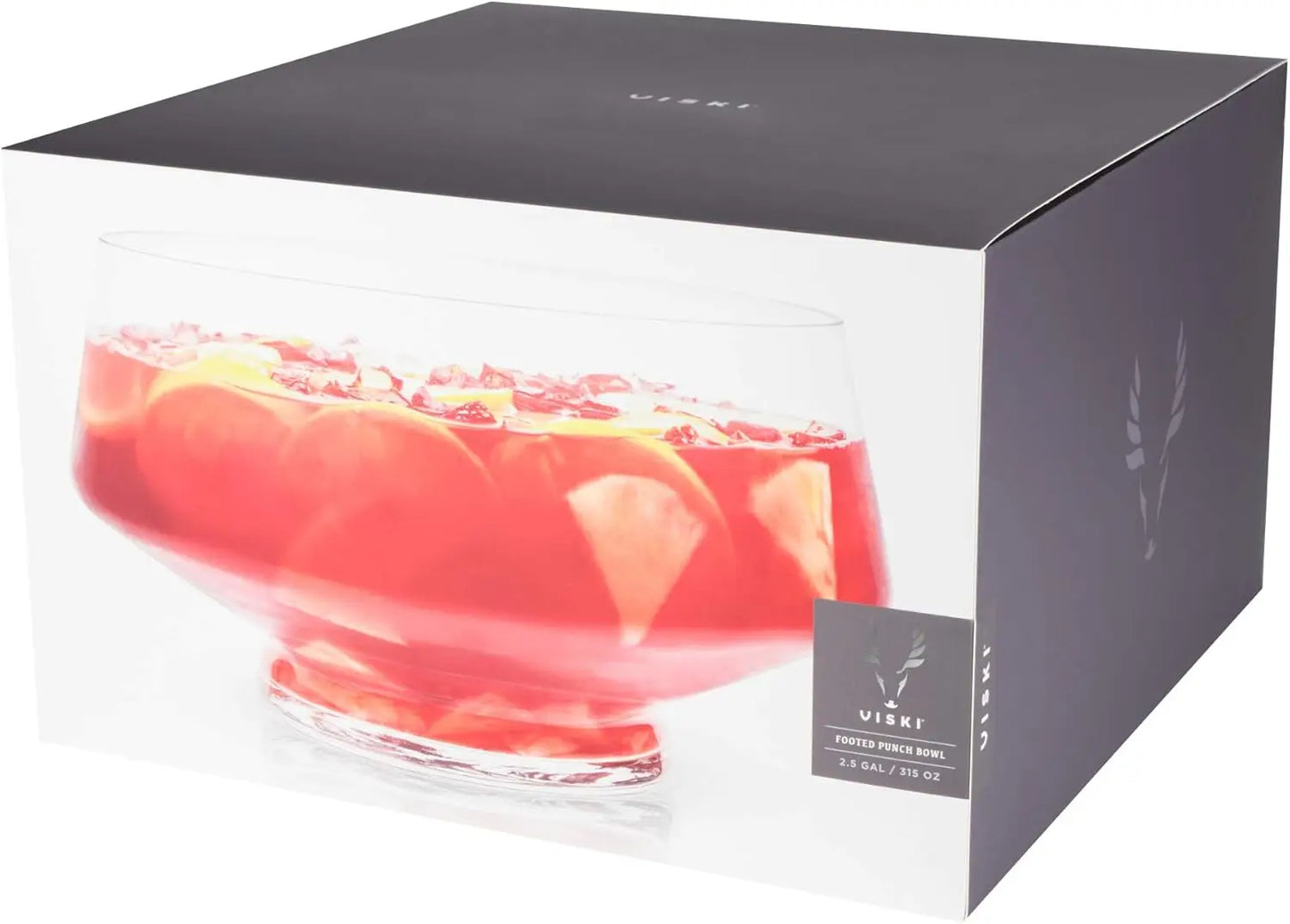 Heavy Base Large Punch Bowl with Angled Design, Clear 2.5gal for Cocktails & Party Serve ware.