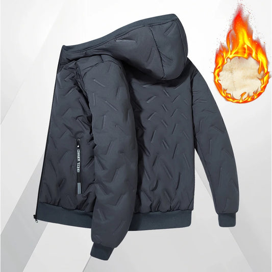 Chaqueta corta con capucha cálida para hombre, cremallera, bolsillos, deportes al aire libre, ropa informal, cortavientos.