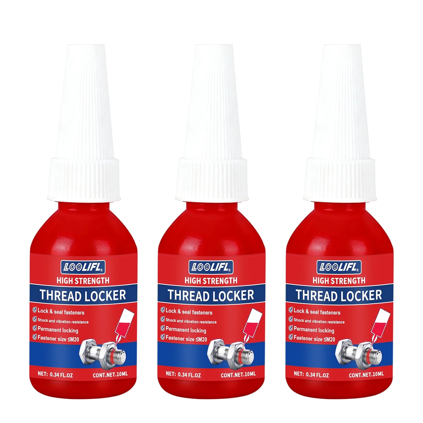 271 red thread locking adhesive, permanent locking, fast curing, ideal choice for industrial machinery metal fasteners.