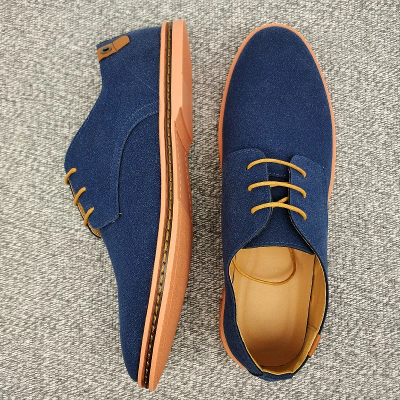 2024 Spring Suede Leather Men Shoes, Oxford Casual Shoes Classic Sneakers Comfortable Footwear.