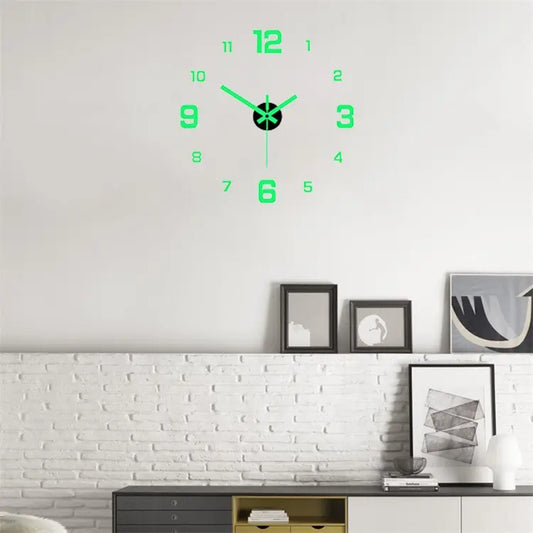 EW Creative Simple Luminous Digital Clock Study, Living Room ,Punch-Free Wall Sticker Clock.