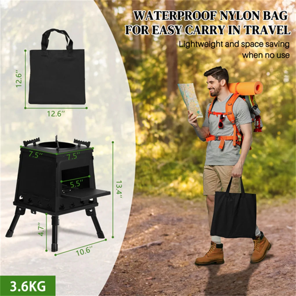 Portable Windproof Wood Heater with Burner