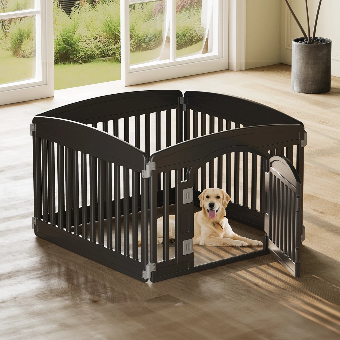 Plastic Dog Playpen 6 Panel 24IN Expandable Pet Fence for Medium Dogs, Indoor Outdoor.