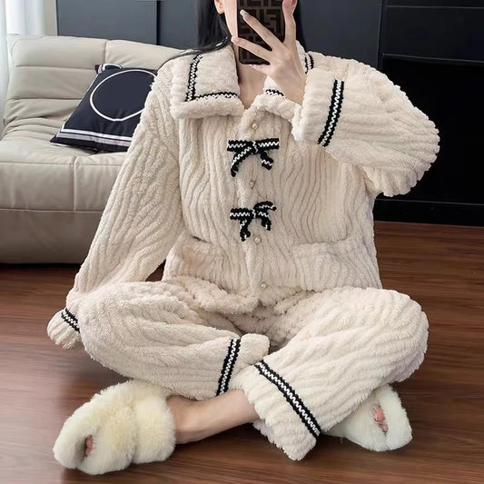 2Pcs/set women pajamas, autumn and winter home wear.