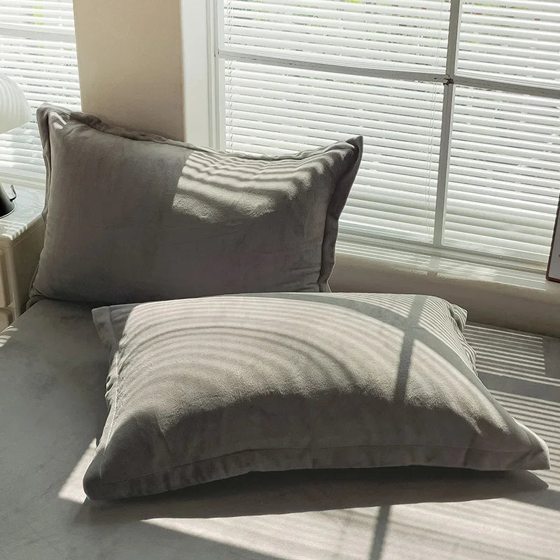 1/2pcs Soft Flannel Pillowcase Winter Warm Cushion Cover Adult Kids.