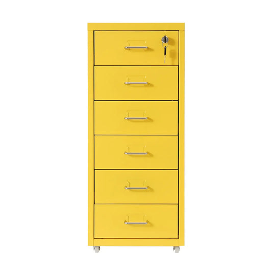 Meuble de rangement vertical avec serrure, 6 tiroirs, meuble de rangement métallique roulant, organisateur mobile.