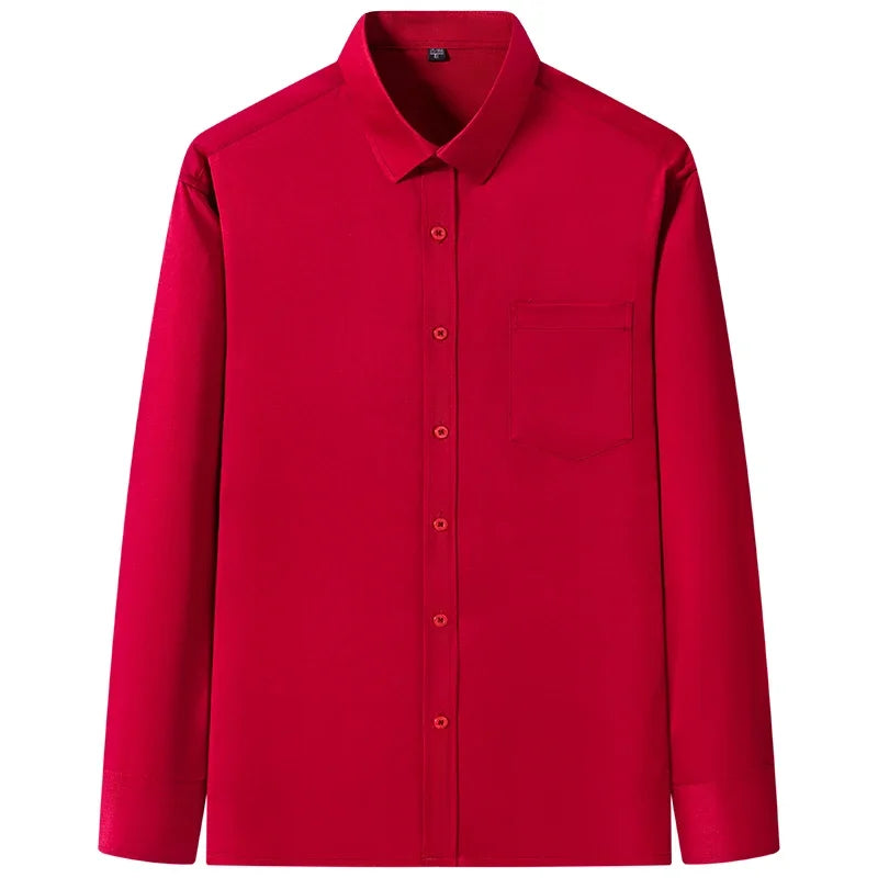 7XL Anti-Wrinkle Men Formal Shirts, Long Sleeves Dress Shirts For Men, Business, Classic, Basic White Shirt.