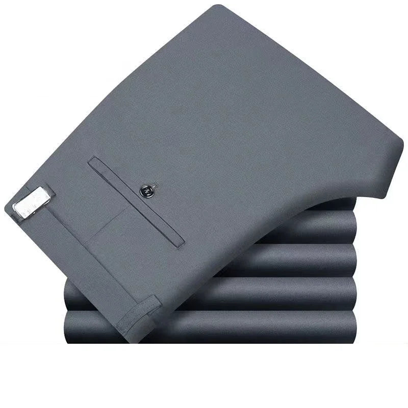 Black Suit Pants for Men, Spring and Autumn Stretchy and Non-Ironing Office Trousers.