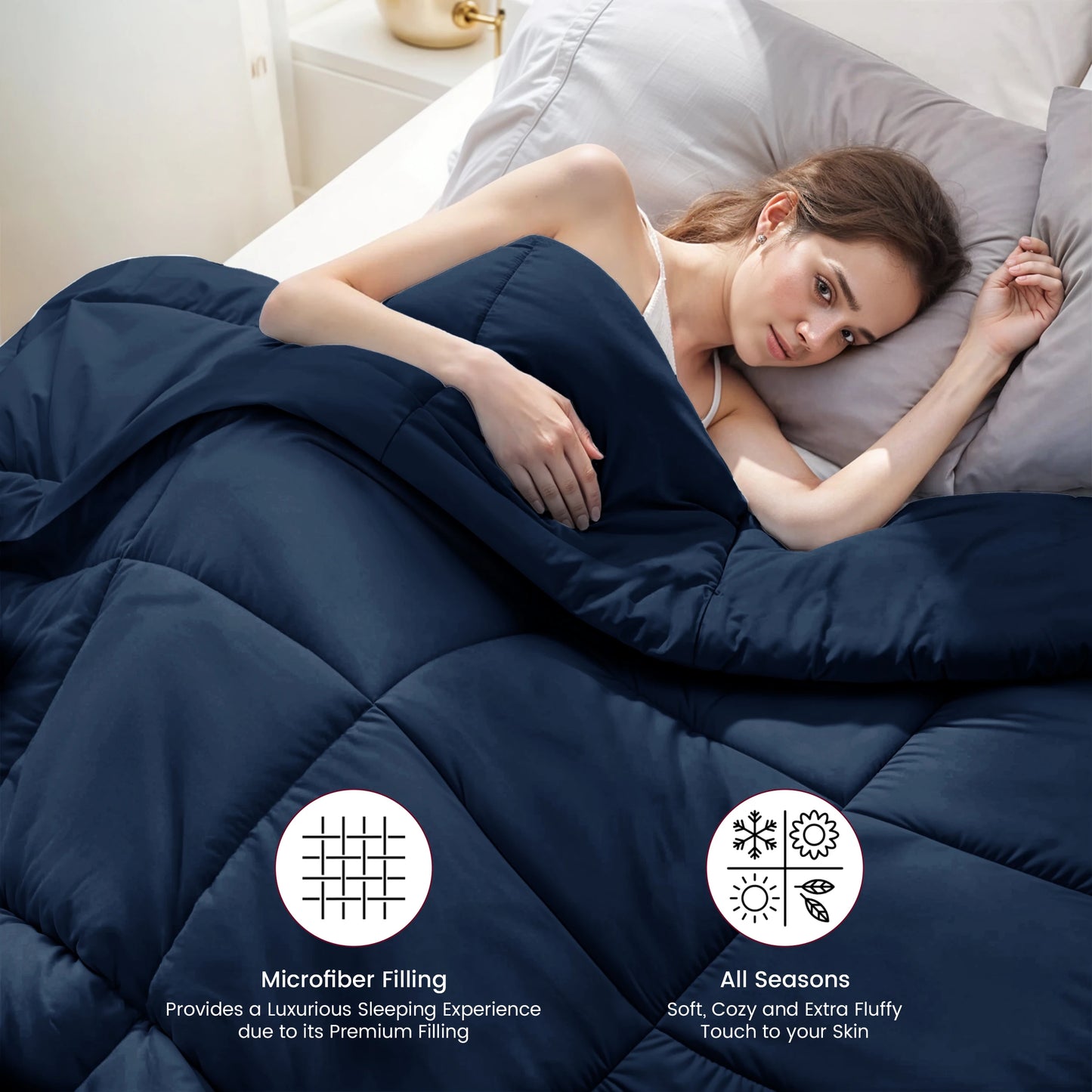 Decor Down Alternative Comforter – 1 Piece Fluffy Duvet Insert with Box Stitch Design – 102" x 90"