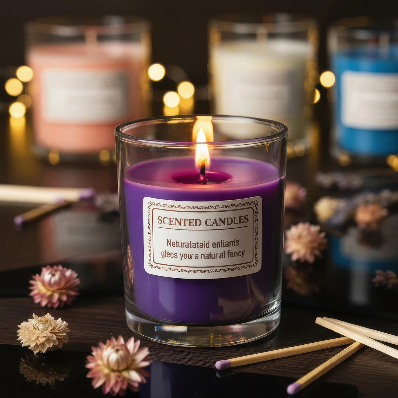 Scented Glass Jar Candle, Handmade Soy Wax – Smokeless Aromatherapy Candle.