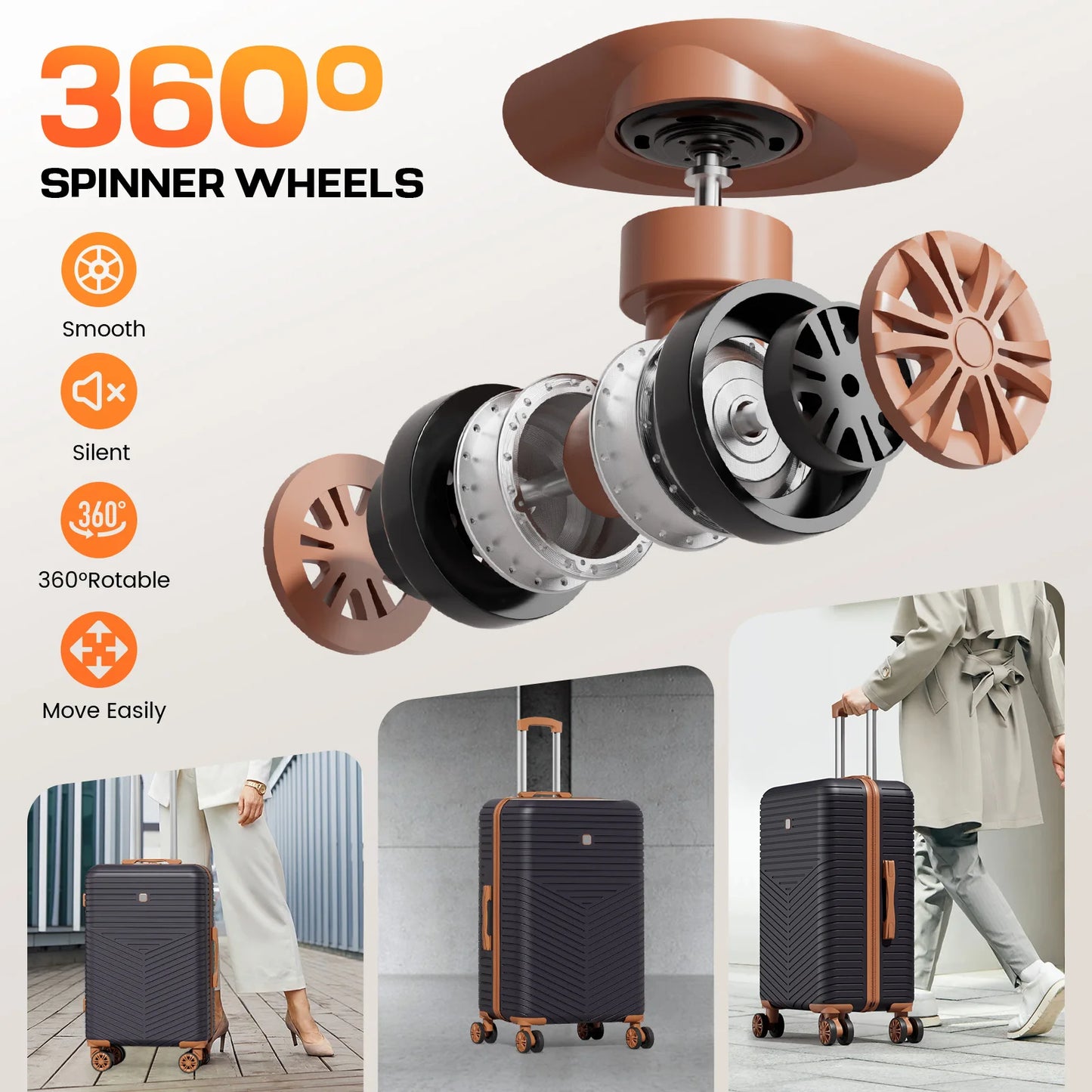 4/6 Piece Luggage Set, with Spinner Wheels & TSA Lock, Carry on Luggage Hard shell.