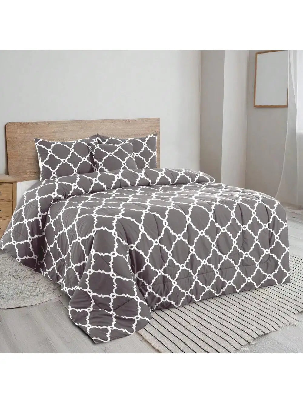Lux Décor 5-Piece Reversible Comforter Set – Printed All-in-One, Bed-in-a-Bag.