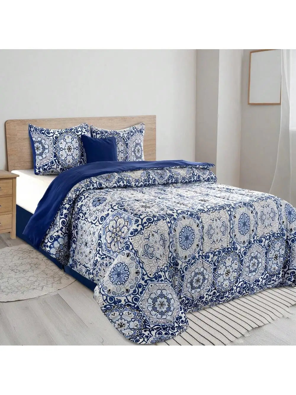 Lux Décor 5-Piece Reversible Comforter Set – Printed All-in-One, Bed-in-a-Bag.