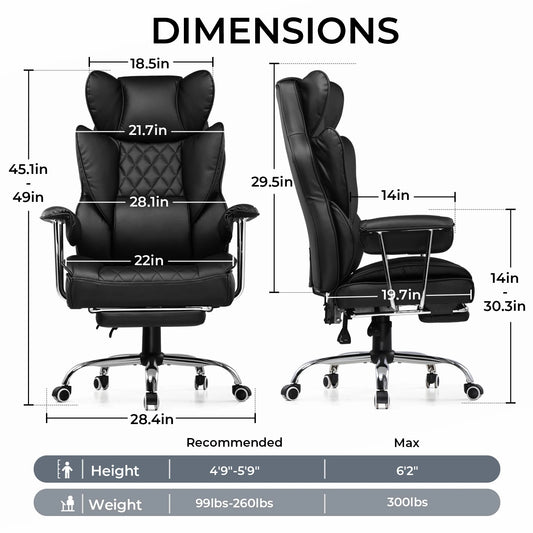 Big and Tall Gaming Chair with Pocket Spring, Lumbar Support Footrest