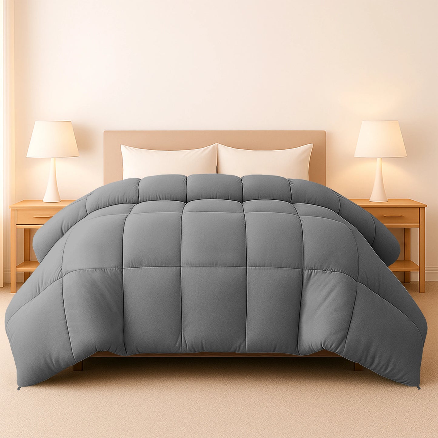 Decor Down Alternative Comforter – 1 Piece Fluffy Duvet Insert with Box Stitch Design – 102" x 90"