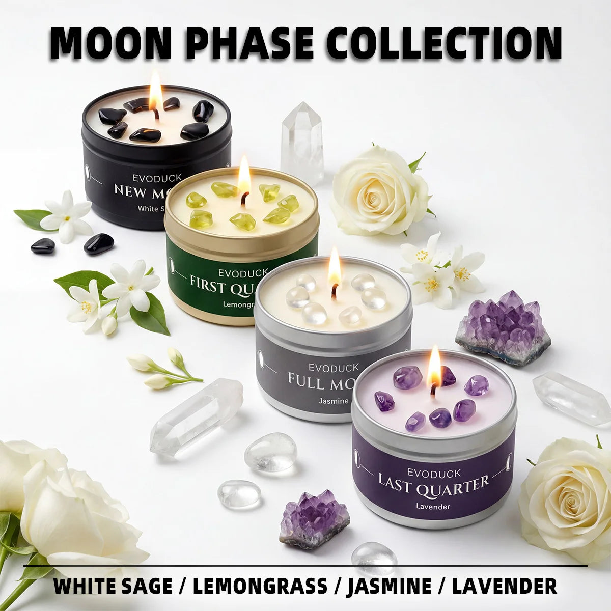 EVODUCK Moon phase Scented Candles, 3oz Law of Attraction, Energy Boosting Home Decoration.