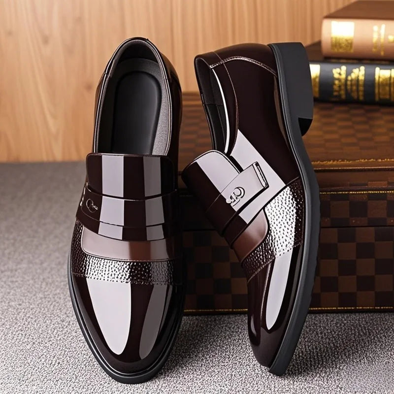 Men Leather Shoes, Carved Lace-up Brogue, Oxford Dress Shoes! Formal, Business, Office Shoes.