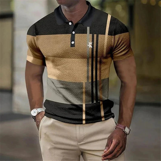 Polo de golf de hombre para trabajar, casual, con cuello, manga corta, color básico.