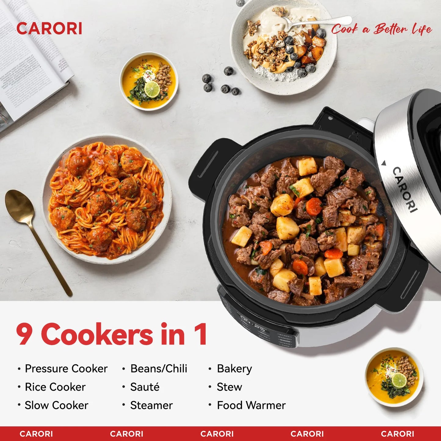 Pressure Cooker 6QT Stainless SteelCeramic Inner Pot,  1000W