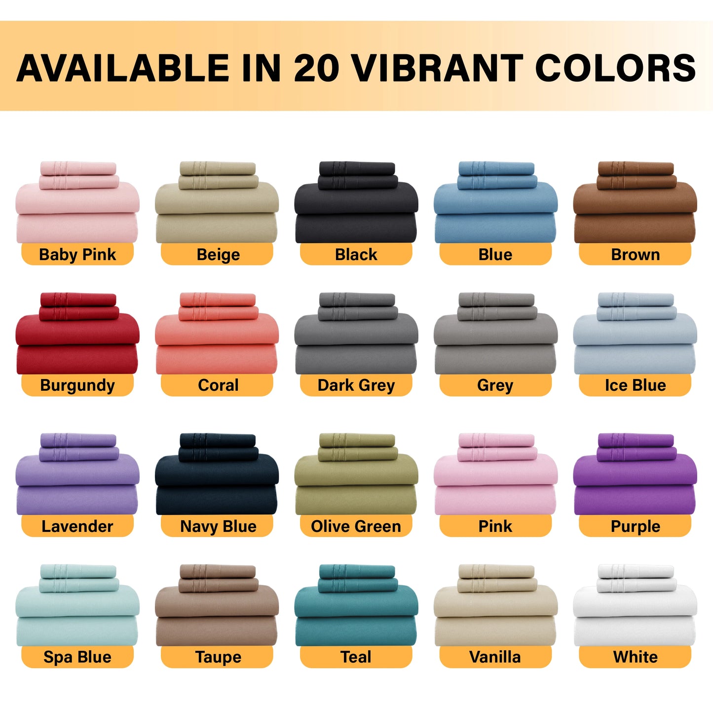 Lux Décor 6Pc Solid Sheet Set – Brushed Microfiber, 16" Deep Pockets, with Embroidered & Plain Pillowcases.