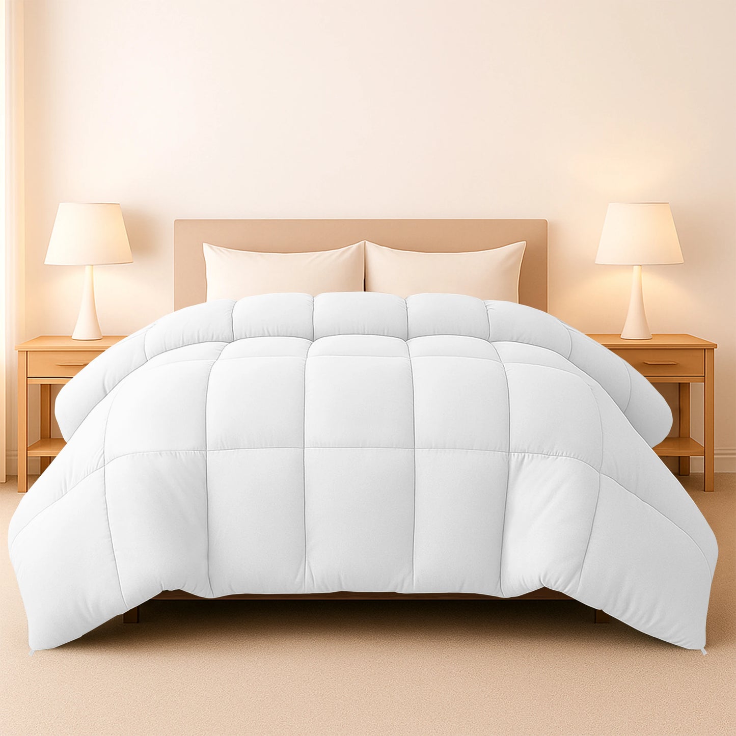 Decor Down Alternative Comforter – 1 Piece Fluffy Duvet Insert with Box Stitch Design – 102" x 90"