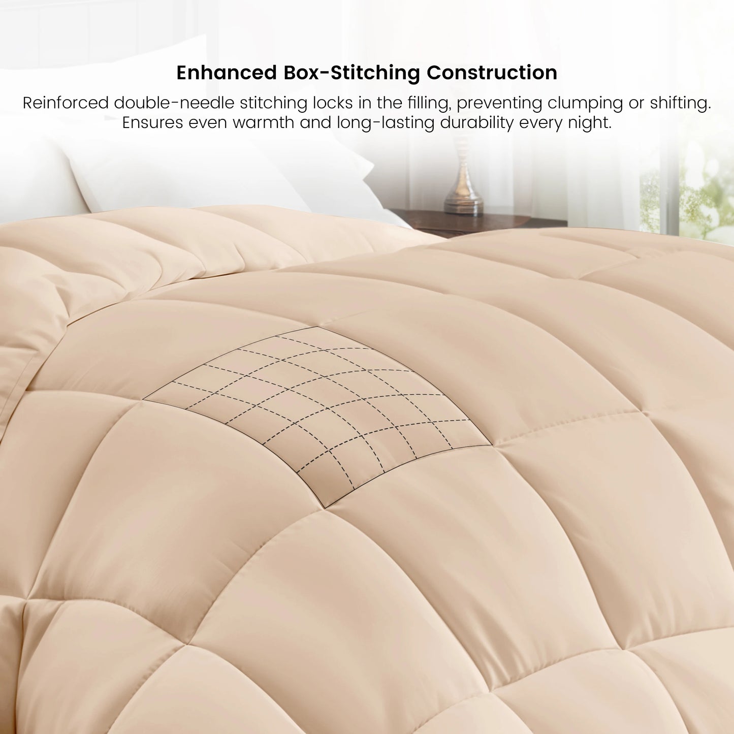 Decor Down Alternative Comforter – 1 Piece Fluffy Duvet Insert with Box Stitch Design – 102" x 90"