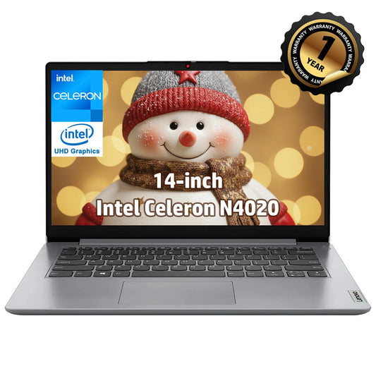 Lenovo 14" Business Laptop, Intel Celeron N4020,4GB RAM,320GB Storage(64GB eMMC+256GB SD Card),Cloud Grey, with Gaming Mouse.