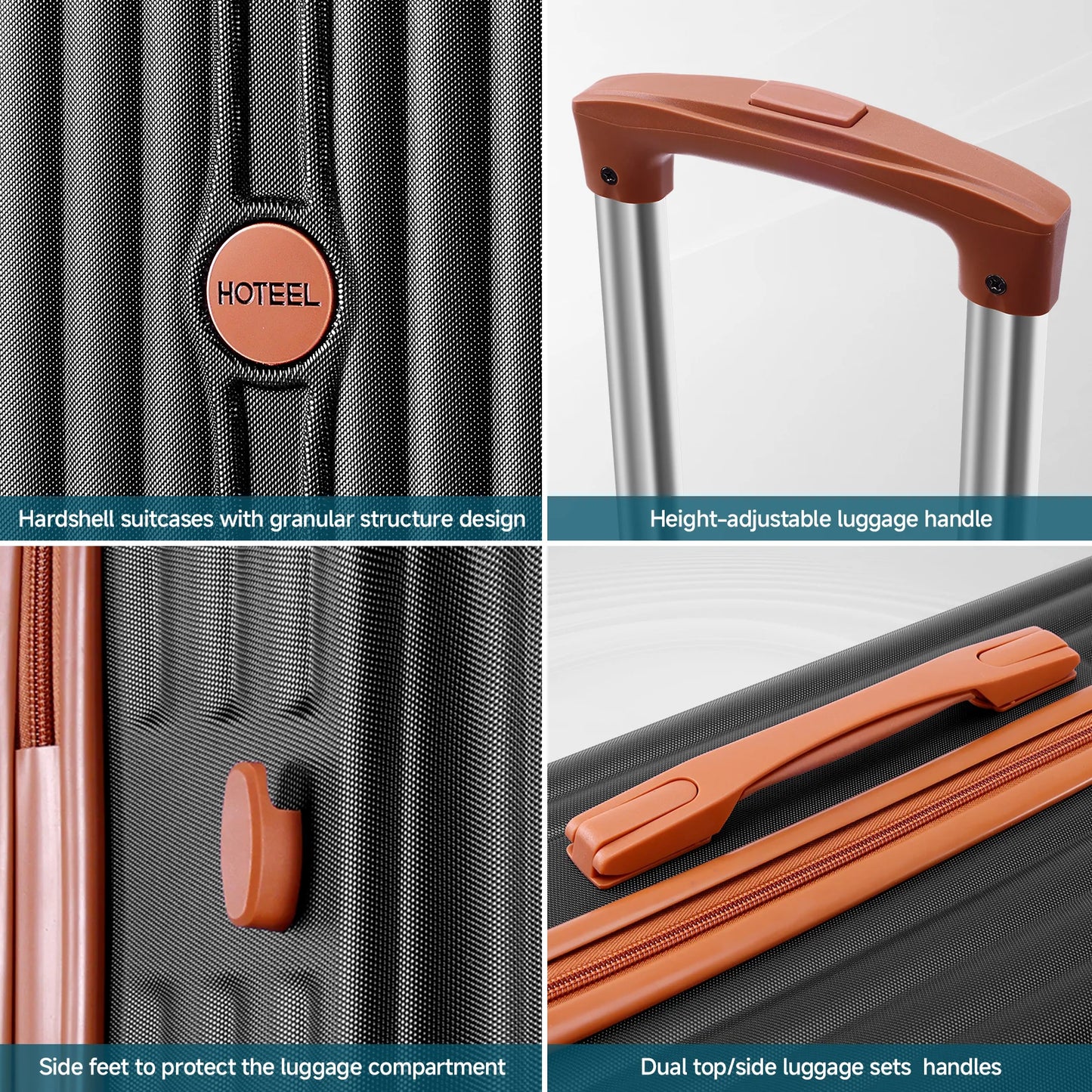 6 Piece Luggage Set With Spinner Wheels, Carry On Suitcase Set Duffel &Toiletry Bag With TSA Lock.