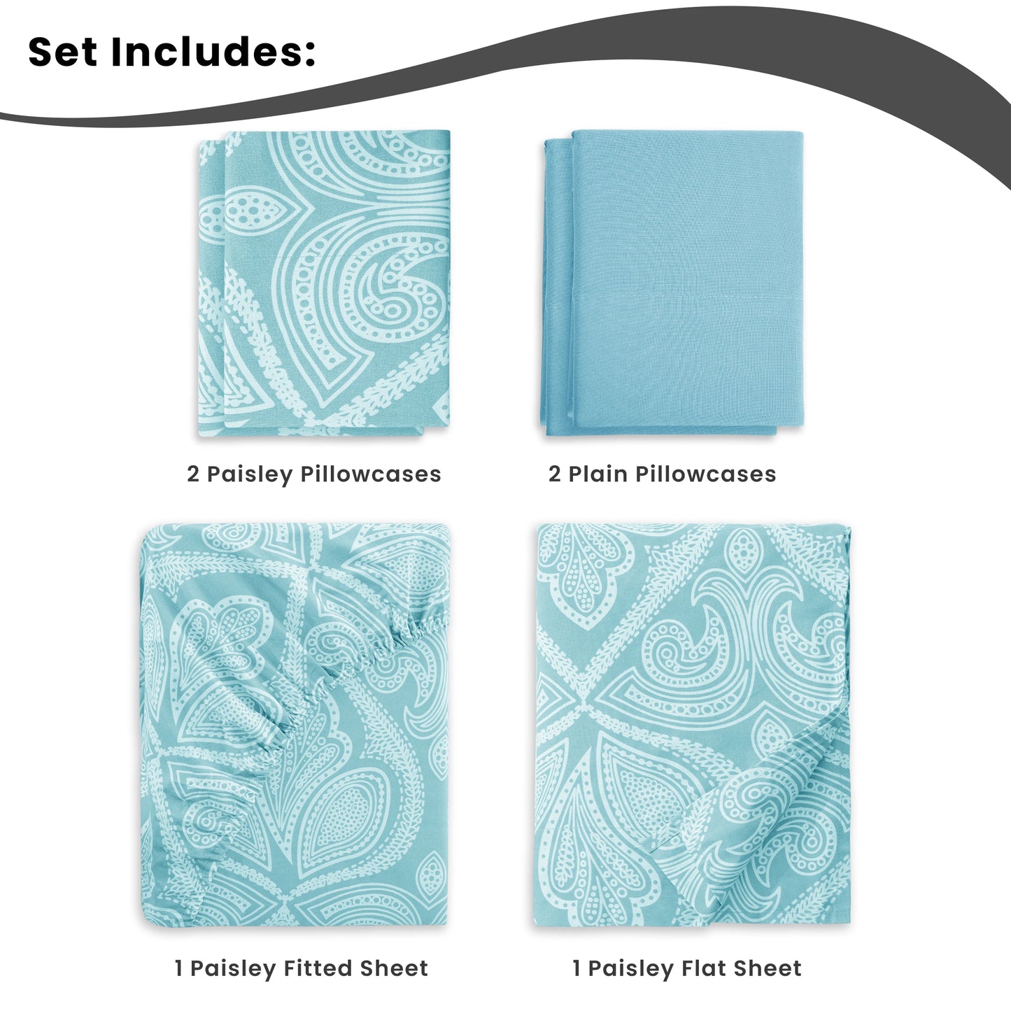 Lux Decor 6Pc Paisley Sheet Set