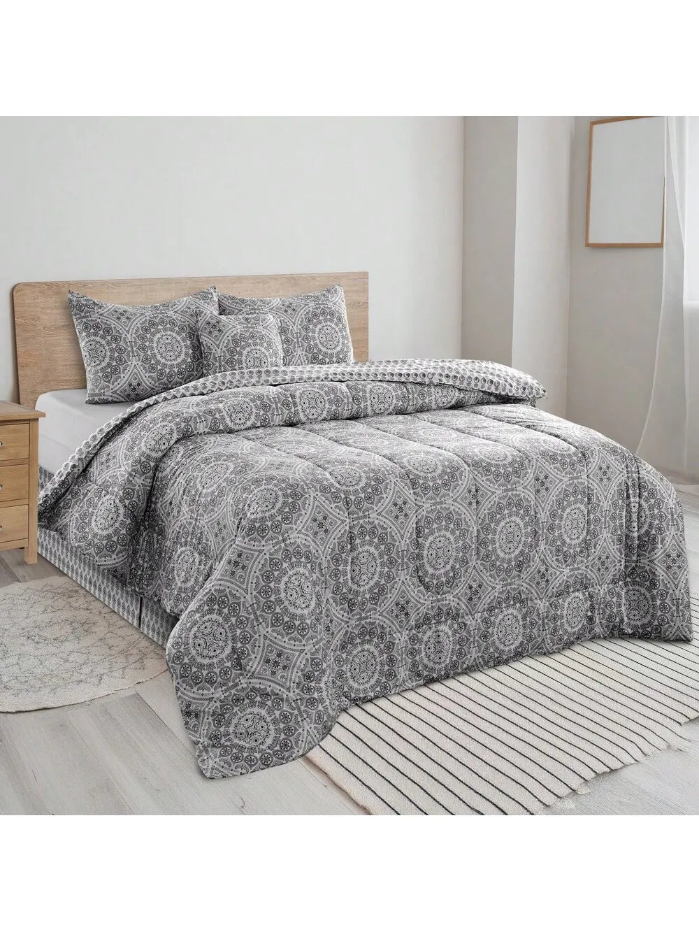 Lux Décor 5-Piece Reversible Comforter Set – Printed All-in-One, Bed-in-a-Bag.